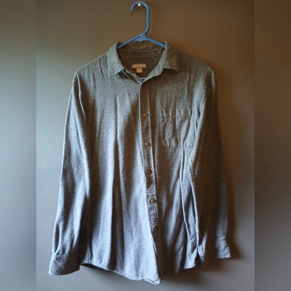 FALLS CREEK MENS SIZE SMALL GRAY LONG SLEEVE BUTTON DOWN TOP